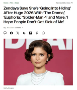 赞达亚将暂时息影：希望观众们不要对我感到厌烦