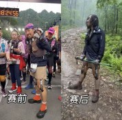 男子暴雨中越野跑造型似野人爆火