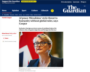 英外交大臣警告AI威胁堪比广岛核爆：各国必须建立紧急防护措施 呼吁全球统一监管