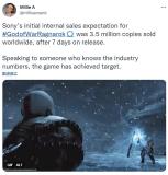 据称《战神5》已达到首周销售目标 售出350万份