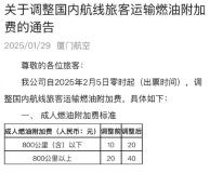 國內(nèi)航線燃油附加費上調(diào) 整體翻倍