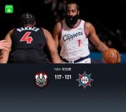 快船客场121-117加时击败猛龙 哈登关键表现锁定胜局
