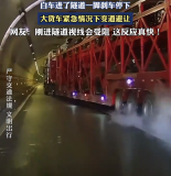 小车刚进隧道就停下 大货车急刹变道