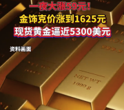金饰价格一夜涨59元 金饰价格涨到1625元