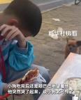 男孩喂流浪狗觉得狗可怜落泪 纯真善良触动人心