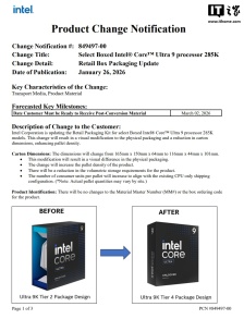 英特尔酷睿 Ultra 9 285K 包装盒焕新：更简约更环保，可进一步降低物流成本