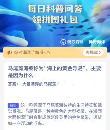 马尾藻海被称为海上的黄金浮岛主要是因为什么