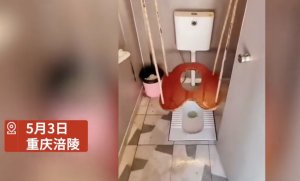 重庆一景区设“秋千厕所” 秋千悬空在坐便器上方