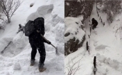 男子40厘米积雪中边铲雪边爬华山 最后成功登顶：没留下遗憾