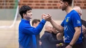 樊振东莫雷加德合影 乒坛冰火组合首秀