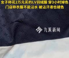 LV羽绒服穿3小时掉色女子发声 万元衣物遇汗褪色引争议