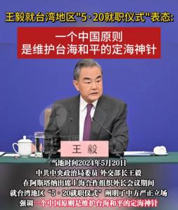 王毅：一个中国原则是维护台海和平的定海神针！