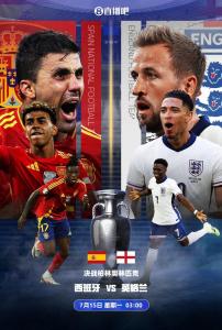 欧洲杯决赛：西班牙vs英格兰 西班牙2-1战胜英格兰西班牙夺得冠军奖杯