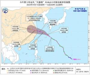 中央气象台发布台风黄色预警III级/较重 贝碧嘉”将于15日夜间至16日上午登陆华东沿海