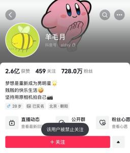 网红羊毛月被禁止关注 不当视频引发争议