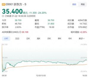 新東方股價(jià)大跌 俞敏洪遭遇出走余震 業(yè)績(jī)不及預(yù)期引發(fā)市場(chǎng)擔(dān)憂