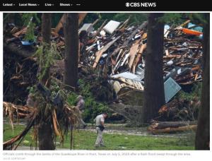 美國得州洪災已造成至少104人死亡 數(shù)十人仍失蹤
