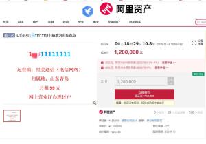 “1**11111111”手机号120万元起拍 顶级靓号待主