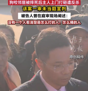 狗咬人引发杀人案一审未宣判！反杀狗主人男子事后发现摸的是刀