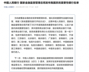 央行确定21家系统重要性银行 强化金融监管体系