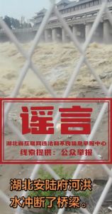 湖北安陆府河洪水冲断桥梁不实 散布谣言被处罚