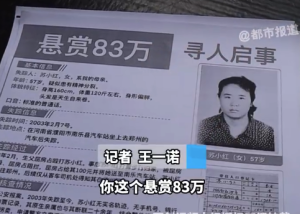 女子被家暴后回娘家途中失踪 男子悬赏83万寻找失踪23年妈妈