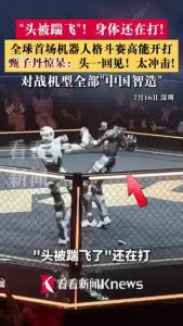 机器人格斗赛场现“掉头”名场面 硬核对决震撼全场