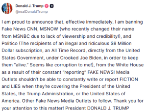 特朗普封杀CNN等媒体 后续来了 禁令未实际执行