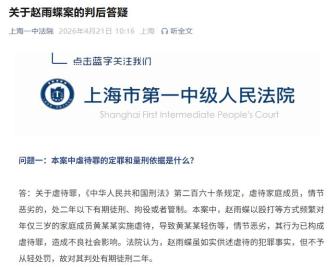 关于赵雨蝶案的判后答疑 虐待与故意伤害罪解析