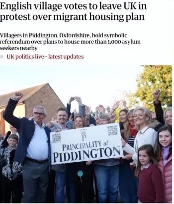 英国一村庄宣布脱英建国 抗议移民安置计划
