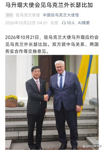 中国驻乌克兰大使应约会见乌外长 探讨中乌合作与关系