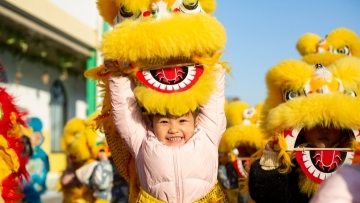 Kindergarten kids practice lion dance in east China