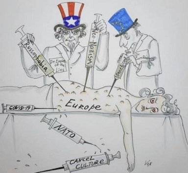  俄罗斯驻法国使馆发漫画讽刺美欧引热议 法国：无法接受
