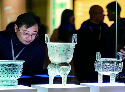 殷墟博物馆新馆展出的商代青铜器。安阳市委宣传部供图