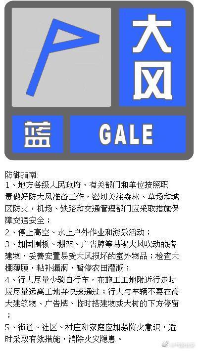 阵风7级左右 北京发布大风蓝色预警