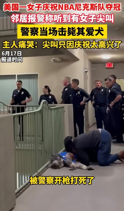 美国女子爱犬遭警察枪杀 噪音投诉引发悲剧