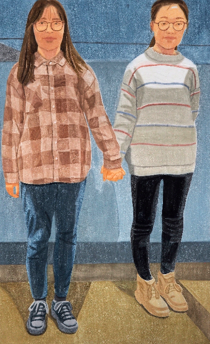 张靖《同学》木版水印 90x60cm 2022年