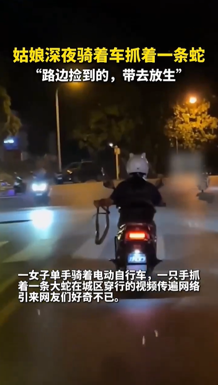 強得可怕,！女子手抓大蛇騎車過市 遇到蛇該怎么辦