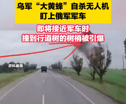 实拍：乌军自杀无人机命中前被树梢引爆