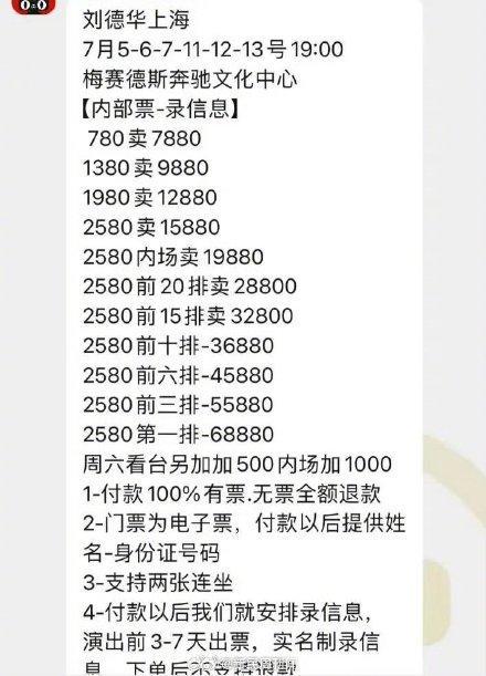 刘德华2580元门票被炒到68880元 粉丝抢票大战白热化