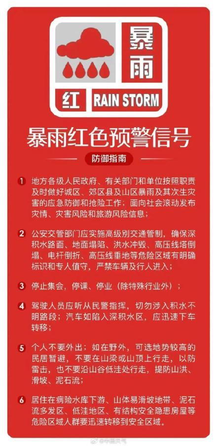 武漢發(fā)布暴雨紅色預警