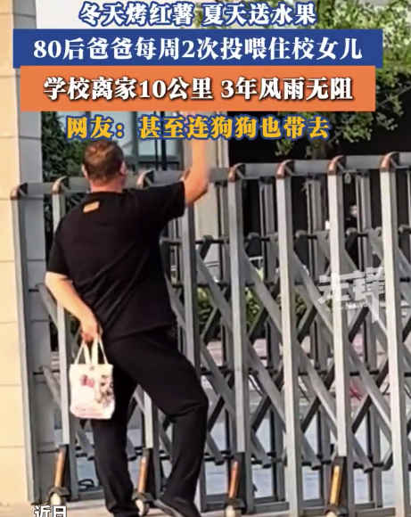 全班同学都在等的周二和周四!男子每周2次去学校投喂女儿和全班