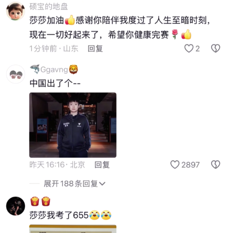 孙颖莎“大满贯见”评论区变励志现场：有的人上岸成功，有的人成功抗癌
