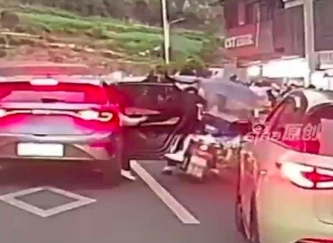 家长违停孩子开门杀撞人逃逸 