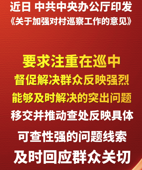 官方明确了要加强对村巡视工作 及时回应群众关切