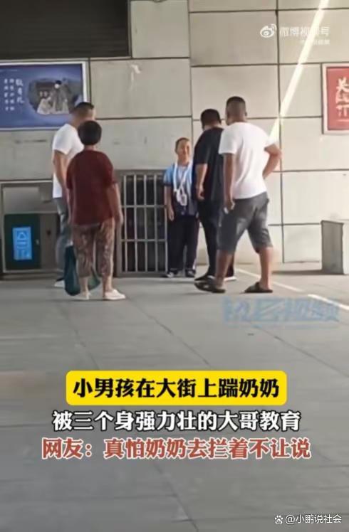 男孩踹奶奶被大汉教训 随后发现被踹的老人竟是男童的亲奶奶