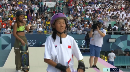 未来可期！滑板女子街式赛决赛14岁崔宸曦排名第4