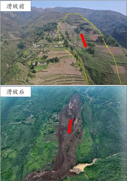 貴州大方縣果瓦鄉(xiāng)滑坡長超1000米 前后對比圖