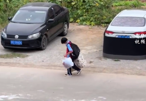 男孩独自返校行李太多路人捎一程 网友：被陌生人的善意整破防了