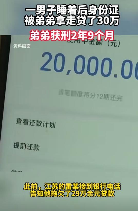 哥哥睡着弟弟偷走其身份证贷款30万:诈骗判刑2年9月